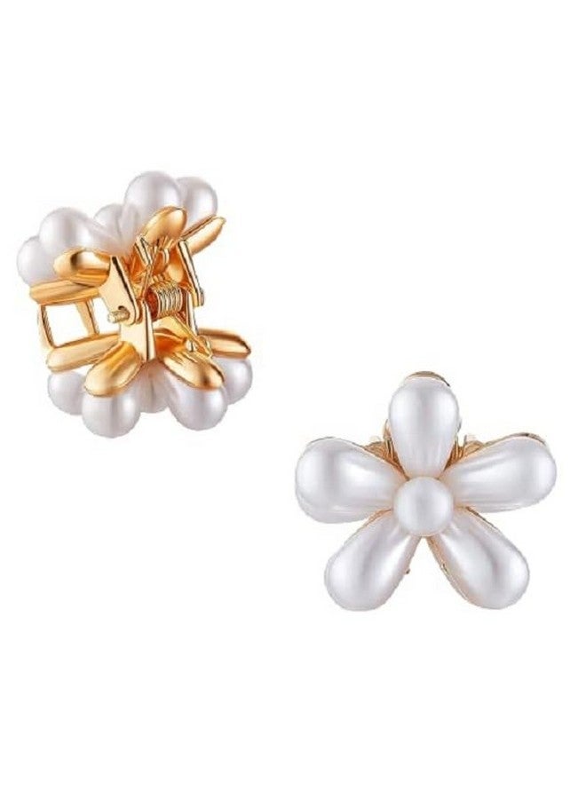 SUN Ring SUNRING Mini Pearl Hair Claw Clip, Hair Barrettes Flower Pins Clips with Daisy Flower Design Sweet Cute Bangs Hair Accessories for Women Girls (Pack of 6, White) - Image 5