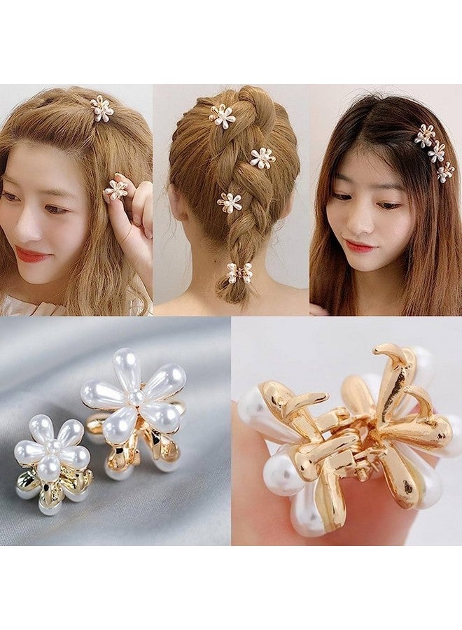 SUN Ring SUNRING Mini Pearl Hair Claw Clip, Hair Barrettes Flower Pins Clips with Daisy Flower Design Sweet Cute Bangs Hair Accessories for Women Girls (Pack of 6, White) - Image 4