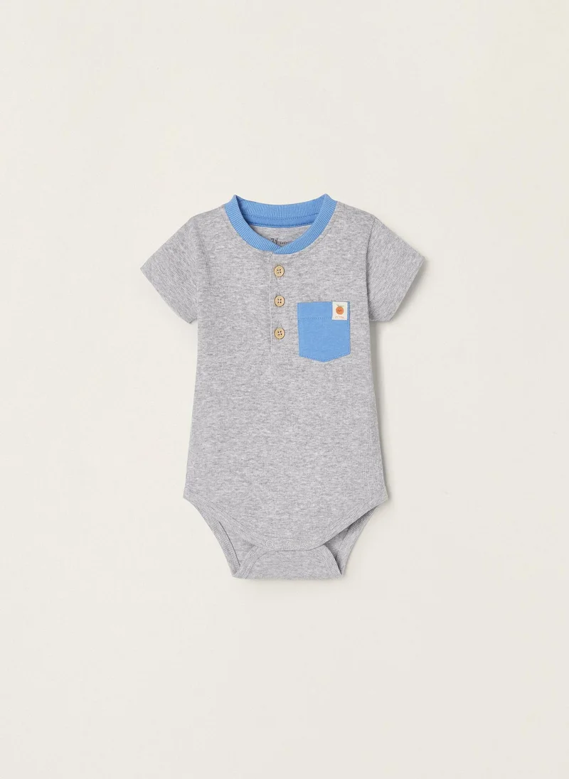 زيبي Cotton Ribbed Bodysuit for Newborn Baby Boys