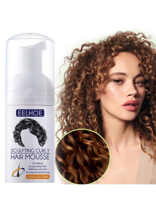إيلهو موس تشكيل الشعر المجعّد، جوهر تعريف التجاعيد طويل الأمد، موس ترطيب وتغذية وتشكيل تجاعيد الشعر، مرطب بدون تقشير، جوهر إصلاح الشعر المجعّد لإصلاح الجذور التالفة 30 مل - Image 1