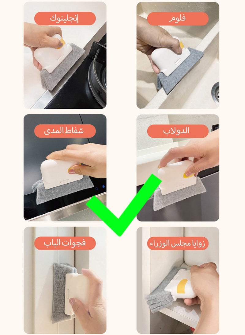 فرشاة تنظيف مجاري النوافذ متعددة الوظائف مع رأس بديل إضافي، منظف شقوق محمول لإطارات النوافذ والأبواب المنزلقة  - Image 3
