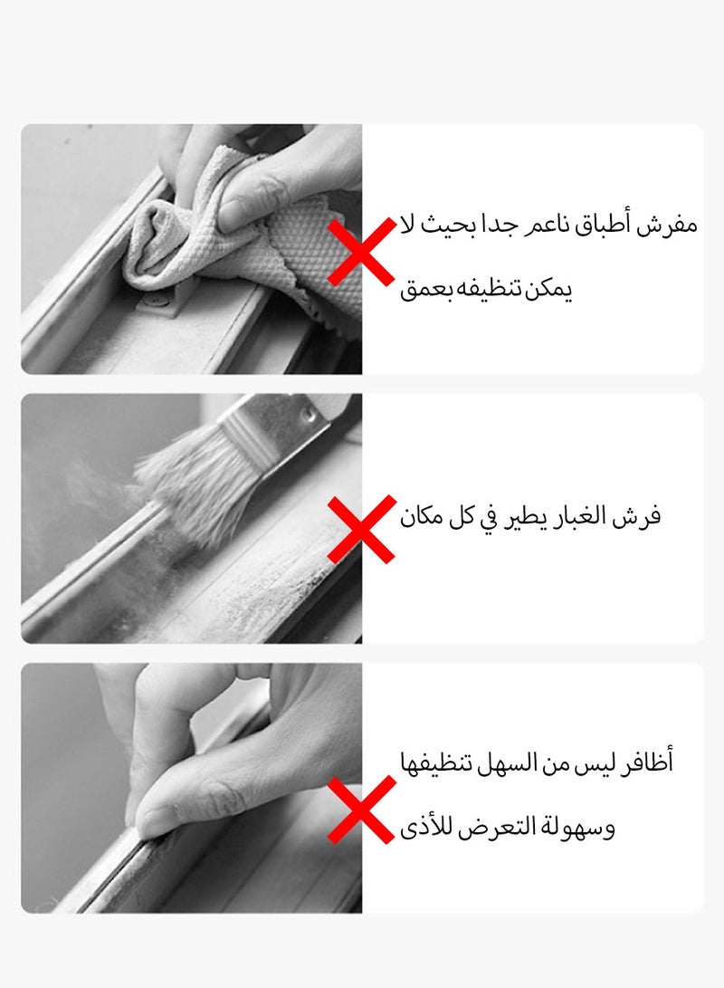 فرشاة تنظيف مجاري النوافذ متعددة الوظائف مع رأس بديل إضافي، منظف شقوق محمول لإطارات النوافذ والأبواب المنزلقة  - Image 2