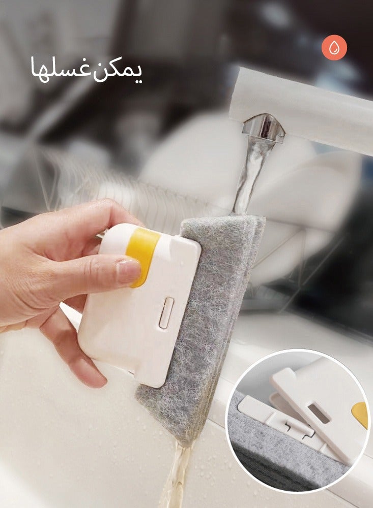 فرشاة تنظيف مجاري النوافذ متعددة الوظائف مع رأس بديل إضافي، منظف شقوق محمول لإطارات النوافذ والأبواب المنزلقة  - Image 4