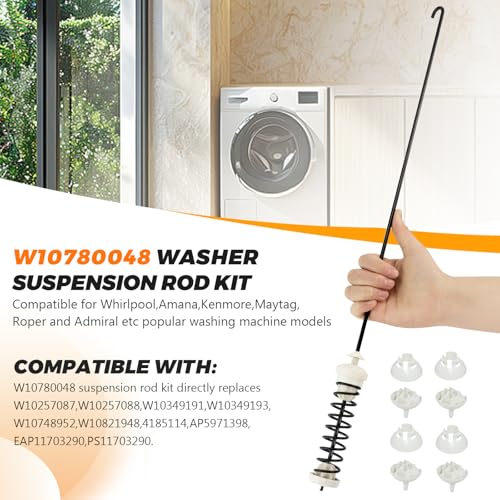 Blutoget Updated WTW4800XQ4 WTW4800XQ1 RTW4640YQ1 ATW4675YQ1 W10780048 W10257088 Washer Suspension Rod Kit by Blutoget-W10257087 Fit for Whirlpool WTW4800XQ2 May-tag Ken-more Admiral Amana Roper washer 4Pack - Image 3