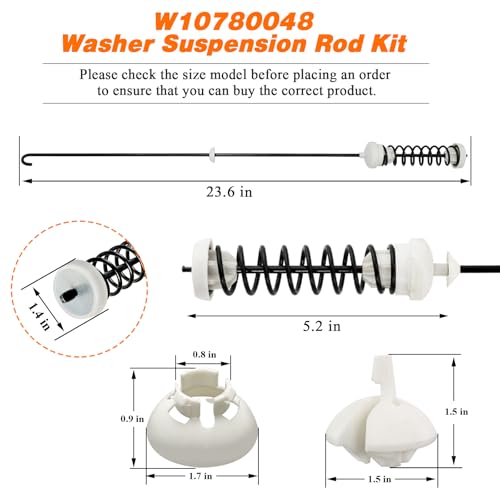 Blutoget Updated WTW4800XQ4 WTW4800XQ1 RTW4640YQ1 ATW4675YQ1 W10780048 W10257088 Washer Suspension Rod Kit by Blutoget-W10257087 Fit for Whirlpool WTW4800XQ2 May-tag Ken-more Admiral Amana Roper washer 4Pack - Image 5