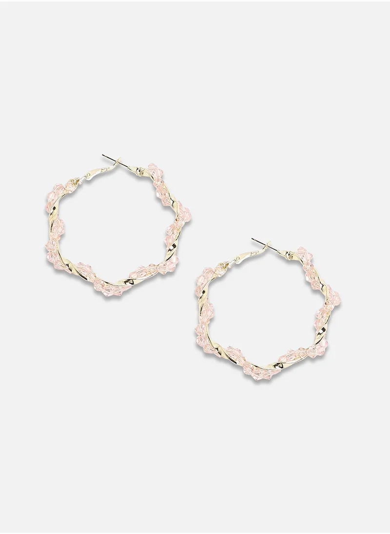 SOHI Beaded Twist Hoop Earrrings