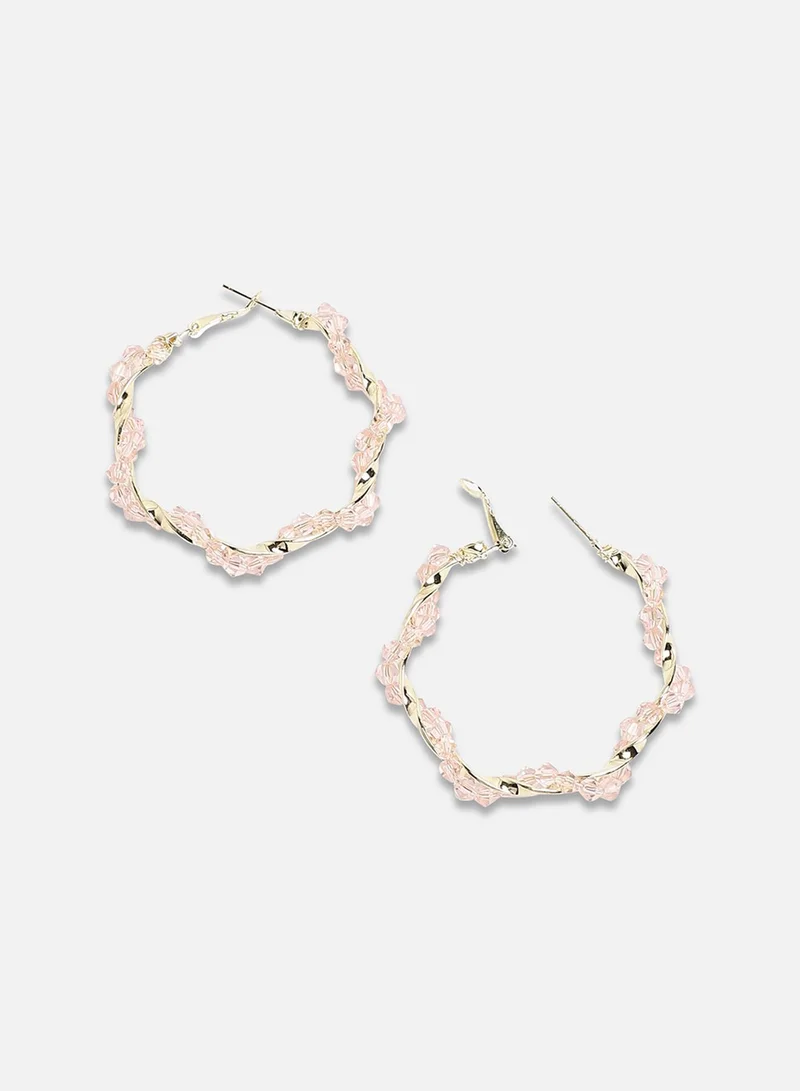 SOHI Beaded Twist Artificial Hoop Earring Jewellery