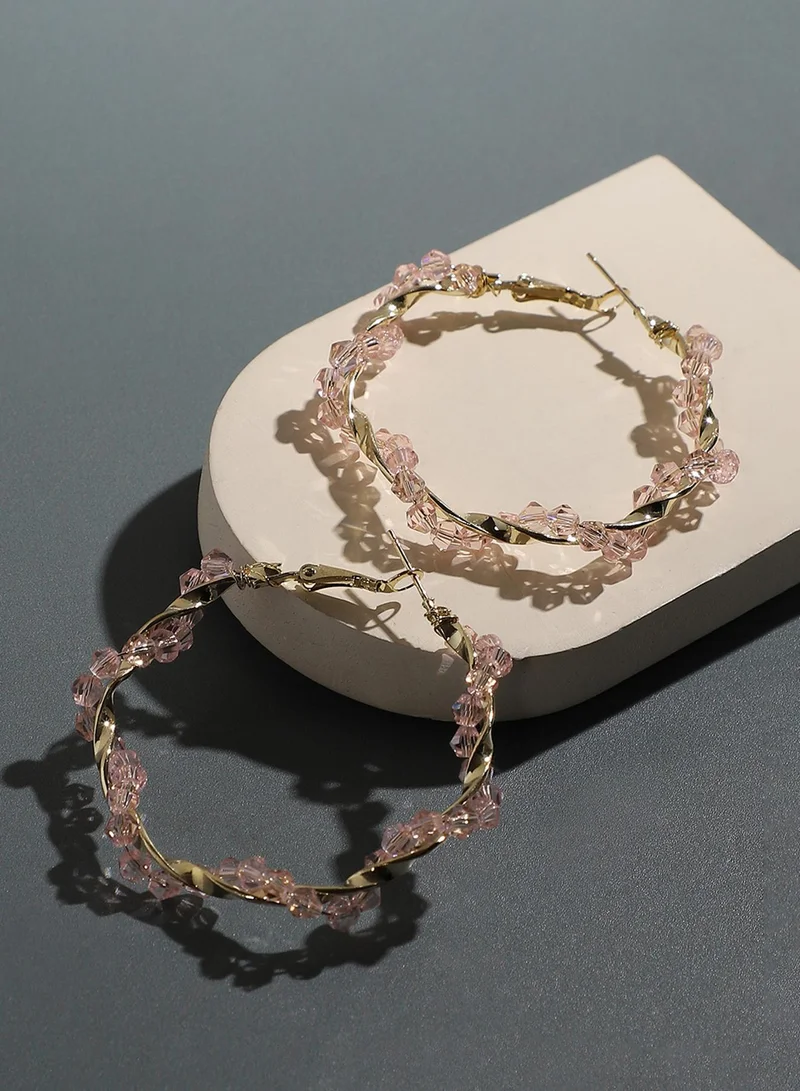 SOHI Beaded Twist Artificial Hoop Earring Jewellery