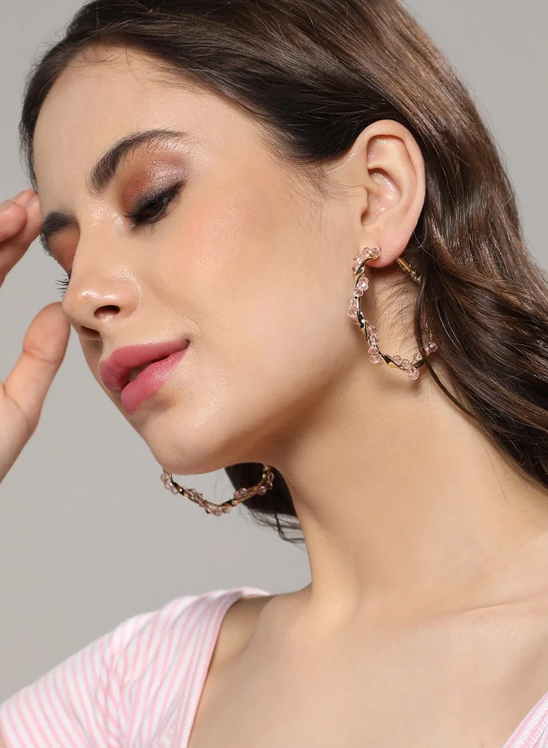 SOHI Beaded Twist Artificial Hoop Earring Jewellery
