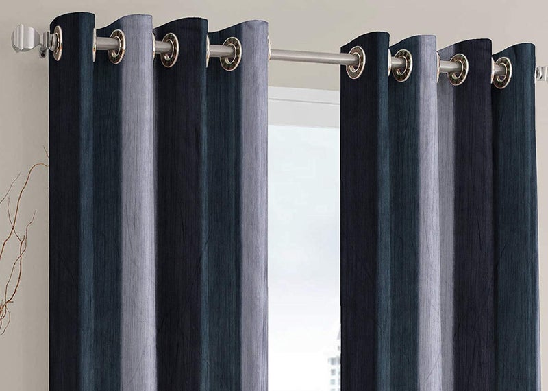 MODERN FAB Polyester Blend Long Crush Eyelet Door 8 ft Curtains Grey Set of 2 - Image 2