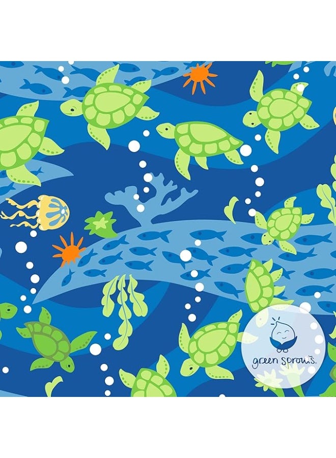 green sprouts Boys' Reusable Baby and Toddler Swim Diaper, Royal Blue Turtle Journey, 6 Month - Image 2