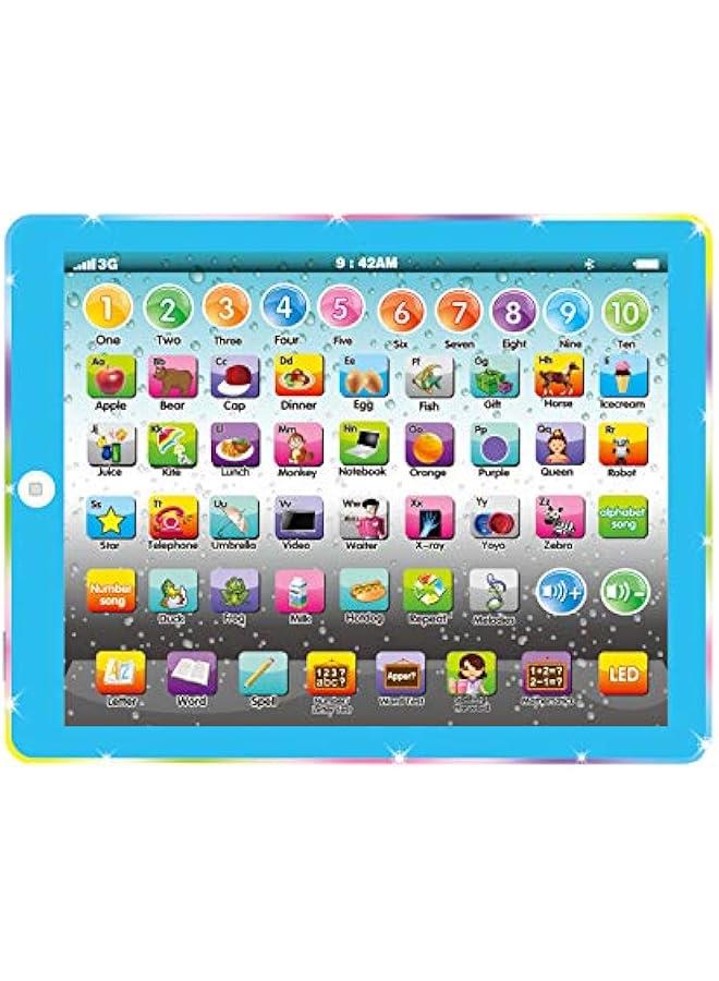 تابلت تعليمي للاطفال الصغار مع حروف الحروف الابجدية والكلمات والارقام والموسيقى، لعبة تفاعلية الكترونية لمرحلة ما قبل المدرسة للاولاد والبنات من سن 3 و4 و5 سنوات - Image 1