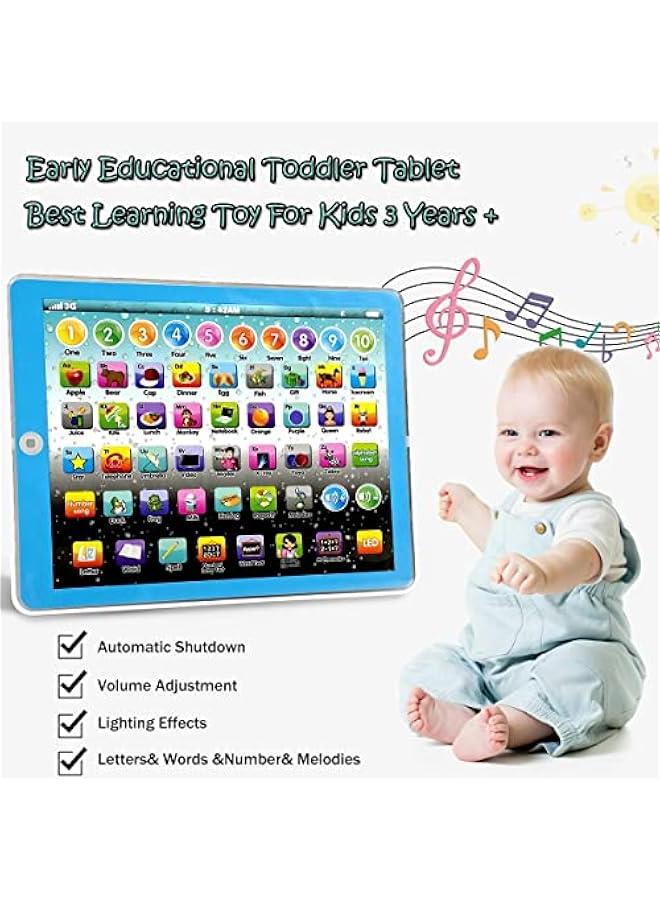 تابلت تعليمي للاطفال الصغار مع حروف الحروف الابجدية والكلمات والارقام والموسيقى، لعبة تفاعلية الكترونية لمرحلة ما قبل المدرسة للاولاد والبنات من سن 3 و4 و5 سنوات - Image 2