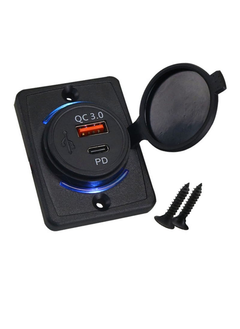Y&D 12V USB Outlet, Quick Charger 3.0 Wall Power Outlet RV Panel with 18W PD Type-C (USB C) Socket Dual Port 12V-24V Car for Truck Boat Bus ATV  - Image 1