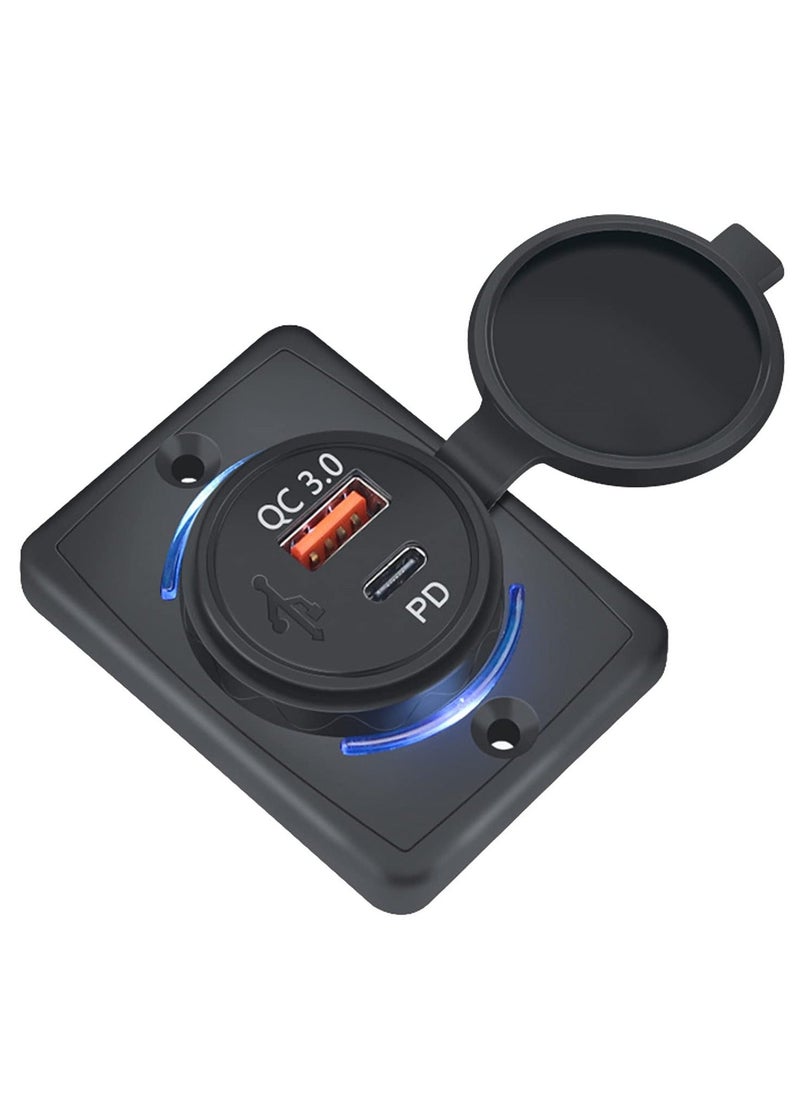 Y&D 12V USB Outlet, Quick Charger 3.0 Wall Power Outlet RV Panel with 18W PD Type-C (USB C) Socket Dual Port 12V-24V Car for Truck Boat Bus ATV  - Image 5