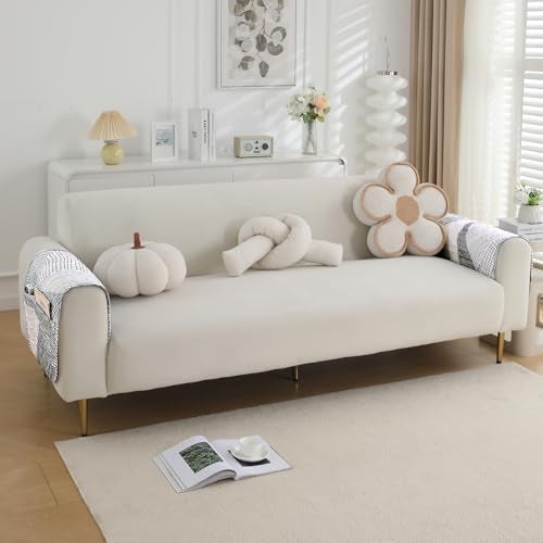 HOKIPO 'Elira Series' Polyester Blend Water Repellent + Waterproof Quilted Sofa Mats | Make Your Own Sofa Cover Set | Length 90cm - Snow White Black Geometry (AR-5243-C9) - Image 1