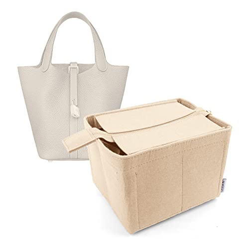 LEXSION Felt Purse Organizer Insert for Picotin 22Bag Organizer with Detachable Zipper cover 8031 Beige L - Image 1
