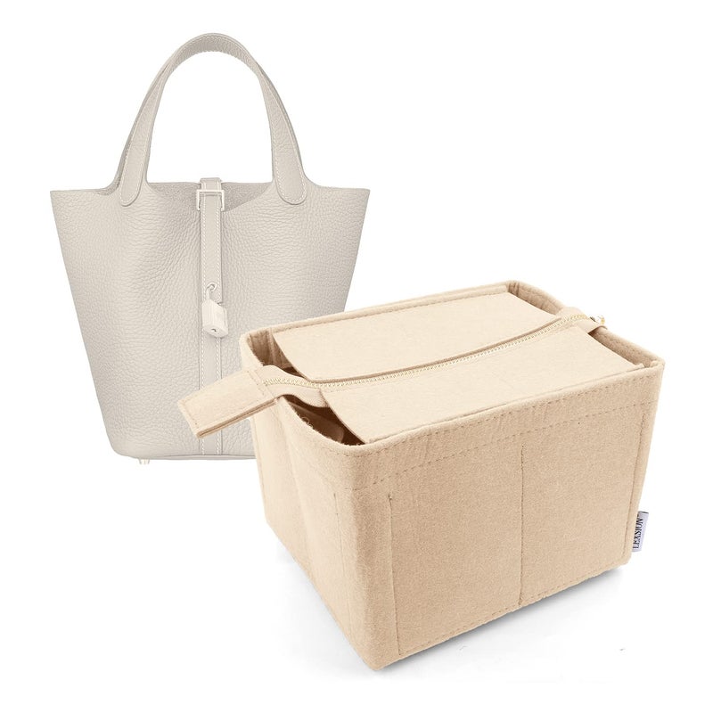 LEXSION Felt Purse Organizer Insert for Picotin 22Bag Organizer with Detachable Zipper cover 8031 Beige L - Image 2