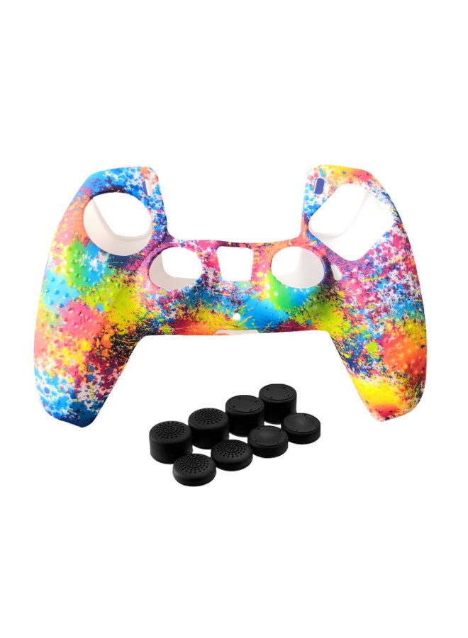 PS5 Handle Cover Gamepad Skin Accessories PS5 Silicone Protective Cover Camouflage Granular Handle Cover-Product Color:Camouflage Blue +10 Rocker Caps - Image 4