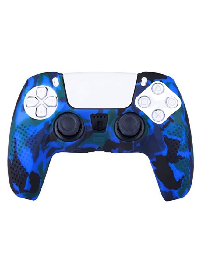PS5 Handle Cover Gamepad Skin Accessories PS5 Silicone Protective Cover Camouflage Granular Handle Cover-Product Color:Camouflage Blue +10 Rocker Caps - Image 3