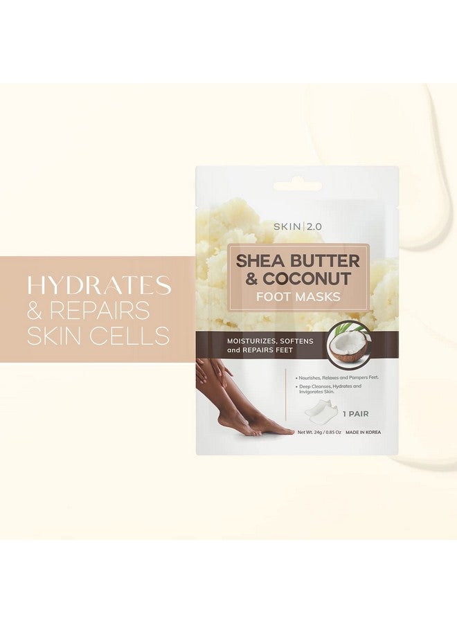Skin 2.0 Shea Butter And Coconut Foot Masks Moisturizing Socks Softens Calluses Soothes & Treats Cracked Heels Hydrating Foot Mask Cruelty Free Korean Skin Care For All Skin Types 3 Pairs - Image 2