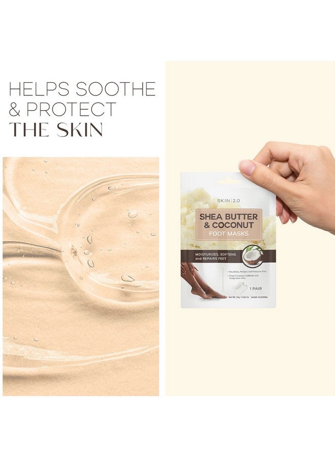 Skin 2.0 Shea Butter And Coconut Foot Masks Moisturizing Socks Softens Calluses Soothes & Treats Cracked Heels Hydrating Foot Mask Cruelty Free Korean Skin Care For All Skin Types 3 Pairs - Image 5