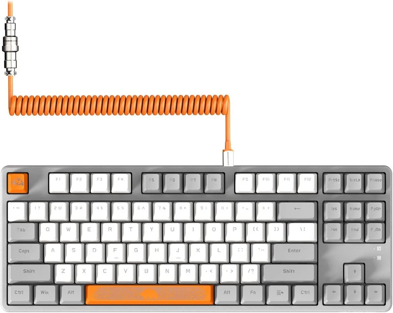 MAGIC-REFINER AK873 Gaming Keyboard,Hot-Swappable Linear Red Switch,PBT Keycap,75% TKL Layout,Rainbow Backlit,Ergonomic Mechanical Keyboard with Custom Coiled USB/Type-C Aviation Cable(Orange Gray) - Image 1