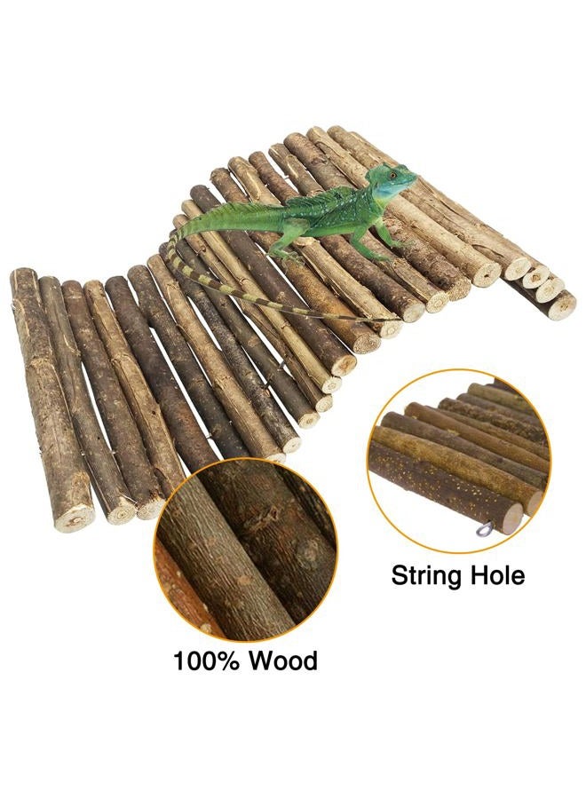 Hamiledyi Extra Large Wooden Reptile Hideout Bearded Dragon Bendy Bridge Climbing Ladder Hiding Hut Reptiles Hide Cave Habitat Decor for Lizards Gecko Spiders Snakes Tortoise(XL:20" x 11.8") - Image 4