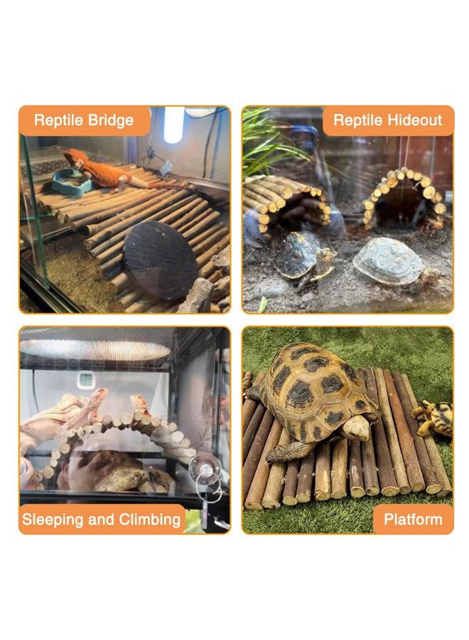 Hamiledyi Extra Large Wooden Reptile Hideout Bearded Dragon Bendy Bridge Climbing Ladder Hiding Hut Reptiles Hide Cave Habitat Decor for Lizards Gecko Spiders Snakes Tortoise(XL:20" x 11.8") - Image 2