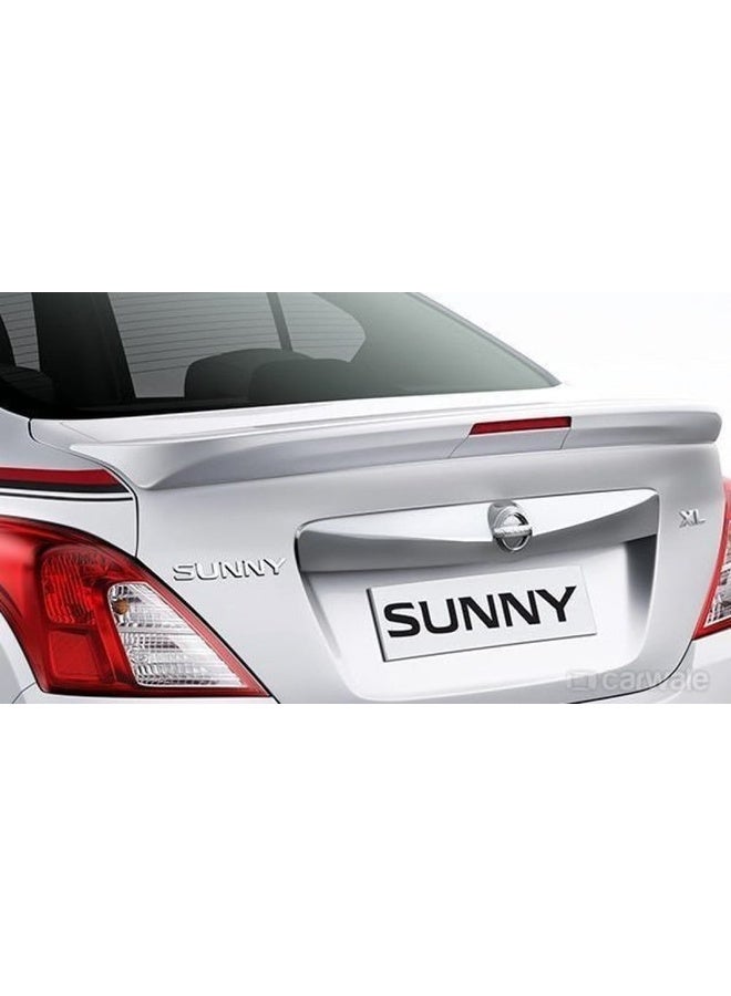 Nissan Sunny Rear Trunk Spoiler with Integrated Light 2012-2020 White Sport Design with Adhesive Mounting - Image 2