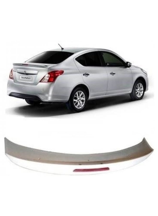 Nissan Sunny Rear Trunk Spoiler with Integrated Light 2012-2020 White Sport Design with Adhesive Mounting - Image 1