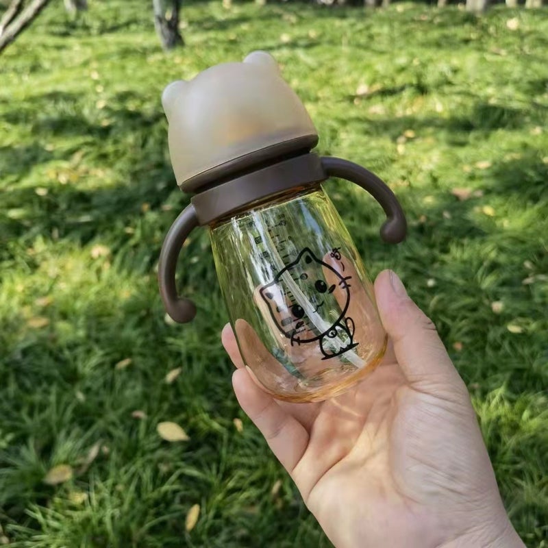 Baby Bottle With Handle Anti-Fall Anti-Choking Bottle Anti-Flatulence Straw Nano Antibacterial Nipple Baby Bottle - Image 5