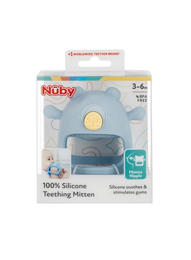 Nuby Nuby Silicone Wrist Teething Mitten - Baby Teether Ring - 3+ Months - Blue Bear - Image 4