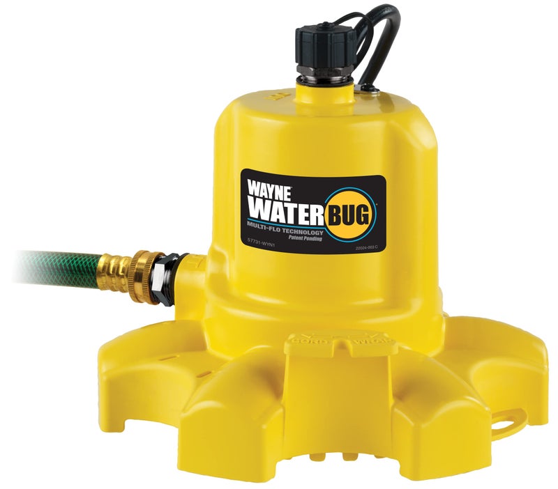 WAYNE WaterBUG 1/6 HP 1350 GPH Submersible Multi-Flo Technology-Water Removal and Transfer Pump, No Size, Yellow - Image 1