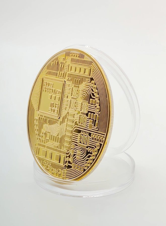 TRIBONES Bitcoin Coins, BTC Coins, Bitcoin Tokens. Bitcoin Commemorative Coin, Relief and Gold Shiny Finish, 1.1-oz, 1.6x0.12-inch, Heavier and Larger. Collect Coins, Lucky Amulets (2-pcs Pack) - Image 3