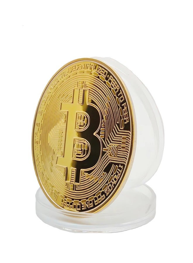 TRIBONES Bitcoin Coins, BTC Coins, Bitcoin Tokens. Bitcoin Commemorative Coin, Relief and Gold Shiny Finish, 1.1-oz, 1.6x0.12-inch, Heavier and Larger. Collect Coins, Lucky Amulets (2-pcs Pack) - Image 1