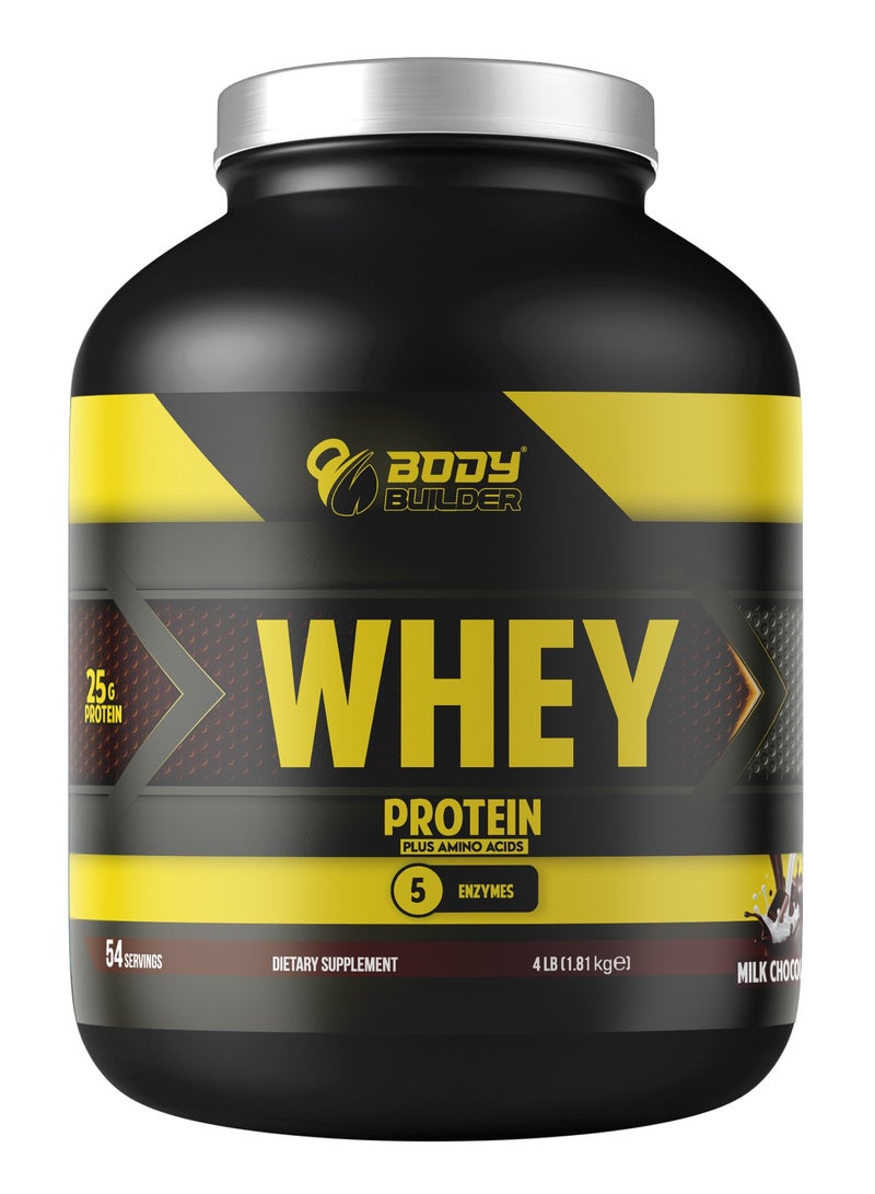 Body Builder 100% Whey Protein Support Muscle Growth And Repair Fast Absorption Milk Chocolate Flavor 4 Lbs - Image 1