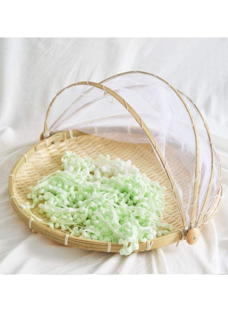 DubaiGallery Large Round Bamboo Serving Basket Handmade Sifter Food Shop Kitchen Basket for Bread Vegetable Fruit Storage Basket - Image 2