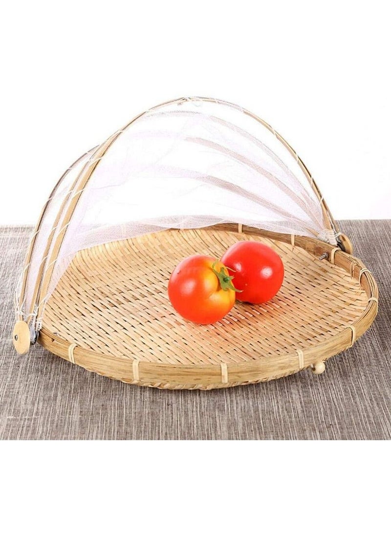 DubaiGallery Large Round Bamboo Serving Basket Handmade Sifter Food Shop Kitchen Basket for Bread Vegetable Fruit Storage Basket - Image 3