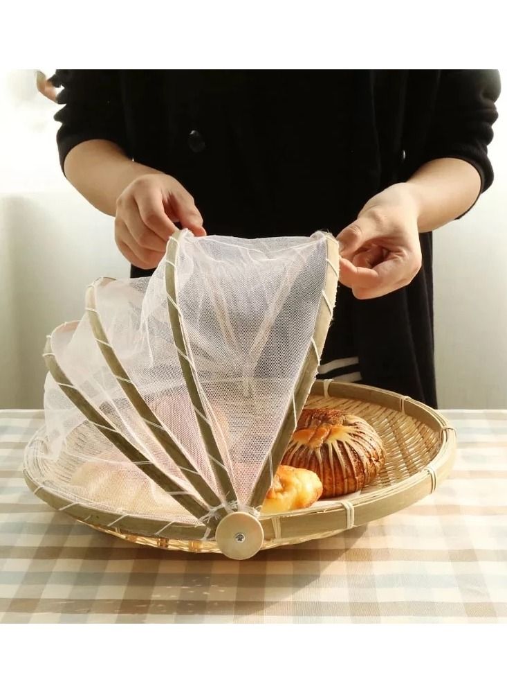 DubaiGallery Large Round Bamboo Serving Basket Handmade Sifter Food Shop Kitchen Basket for Bread Vegetable Fruit Storage Basket - Image 4