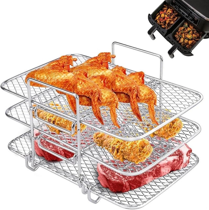 Stainless Steel 3 Tier Stackable Grill Rack For Air Fryer Oven And Pressure Cooker - Image 2