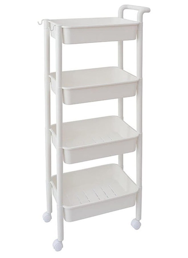 Concept home 4-Tier Multipurpose Rolling Shelves Cart Organizer White 110x53.5x32cm  - Image 3