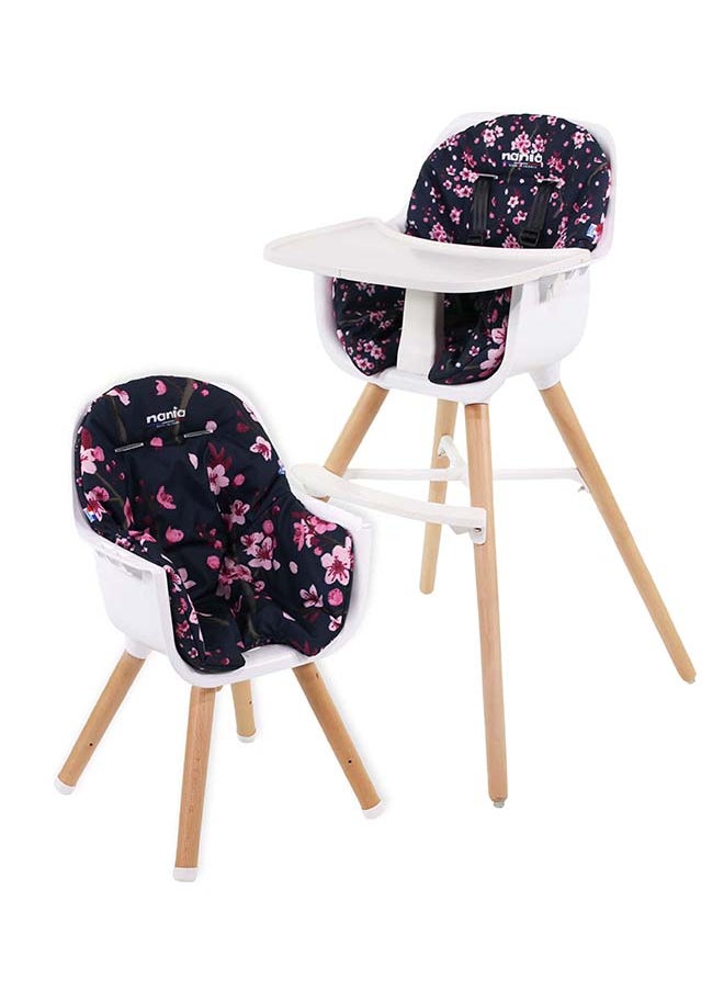 Nania - 2 In 1 Paulette Highchair With Reversible Cushion - Cherry - Image 1