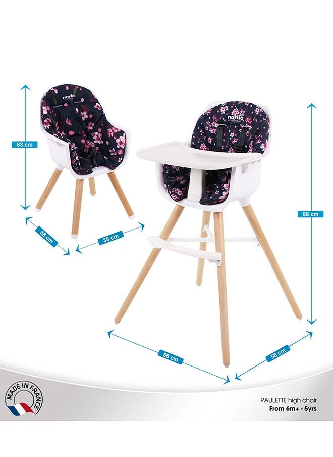 Nania - 2 In 1 Paulette Highchair With Reversible Cushion - Cherry - Image 1