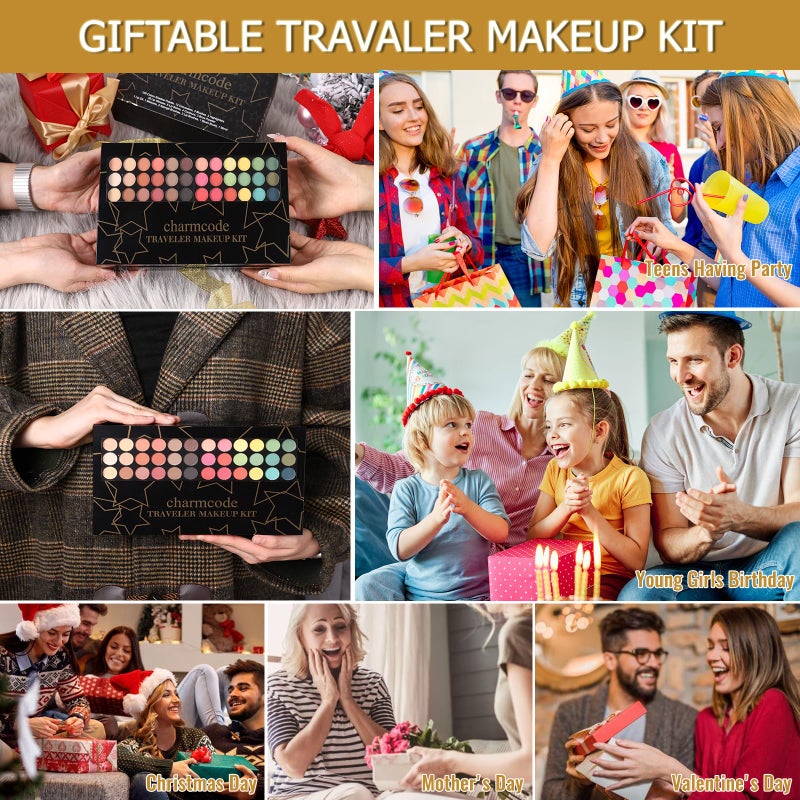 CHARMCODE Professional All in One Makeup Kit for Women Full Kit,186 Colors Make Up Palette Christmas Gift Set, Including Eyeshadow,Lip Gloss,Concealer,Highlighter,Contour,Brow Powder,Mascara,Blush & Brush - Image 4