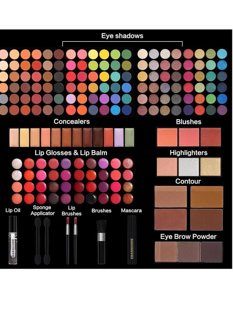 CHARMCODE Professional All in One Makeup Kit for Women Full Kit,186 Colors Make Up Palette Valentine's Day Gift Set, Including Eyeshadow,Lip Gloss,Concealer,Highlighter,Contour,Brow Powder,Mascara,Blush & Brush  - Image 4
