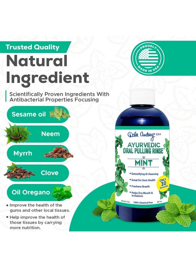 دايل أودري زيت عضوي أيورفيدي لسحب الأسنان واللثة | غسول الفم المنعش بنكهة النعناع | الزيوت العطرية لعلاج رائحة الفم الكريهة | تبييض الأسنان والنفس المنعش | (3 عبوات، 8 أونصة) - Image 2