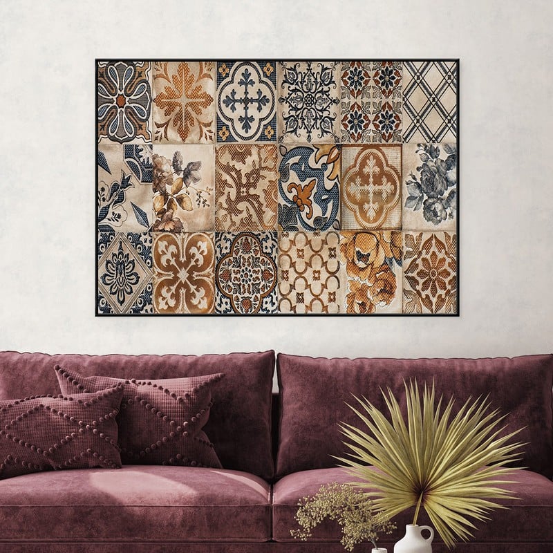 ماركتنا لوحة قماشية بتصميم الفن الهندسي مع برواز مجوف مقاس (60×40) قطعة واحدة - Image 2