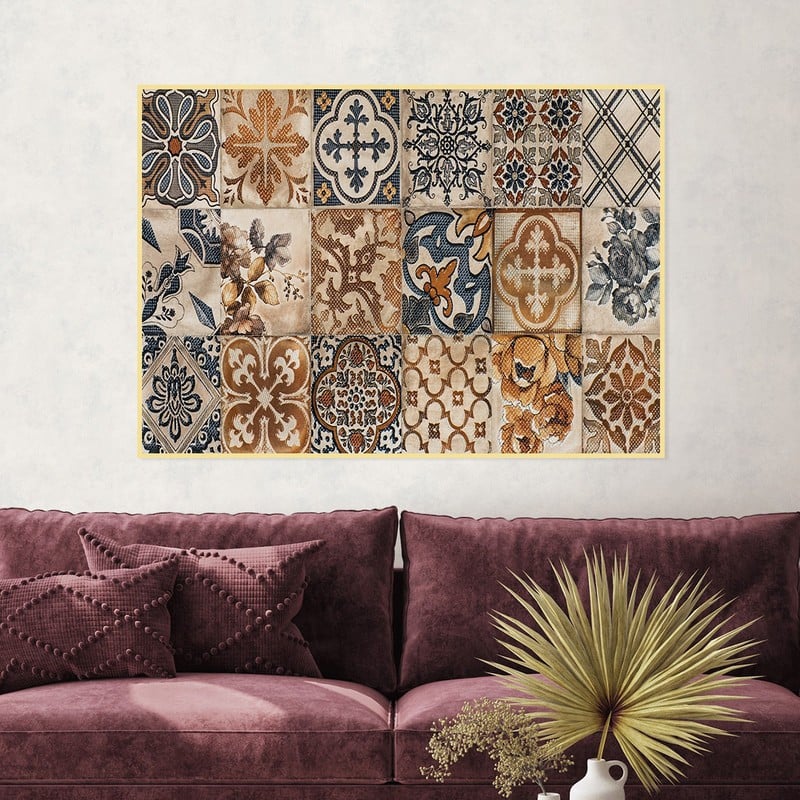 ماركتنا لوحة قماشية بتصميم الفن الهندسي مع برواز مجوف مقاس (60×40) قطعة واحدة - Image 1