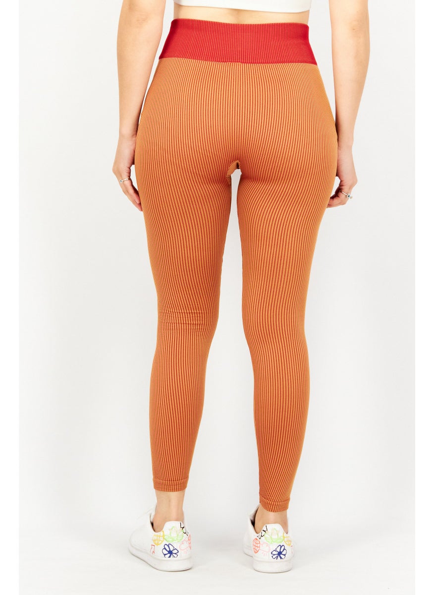 SOUTH BEACH - Women Tight Fit Ribbed Pull-On Training Leggings, Sand Pink - Image 1